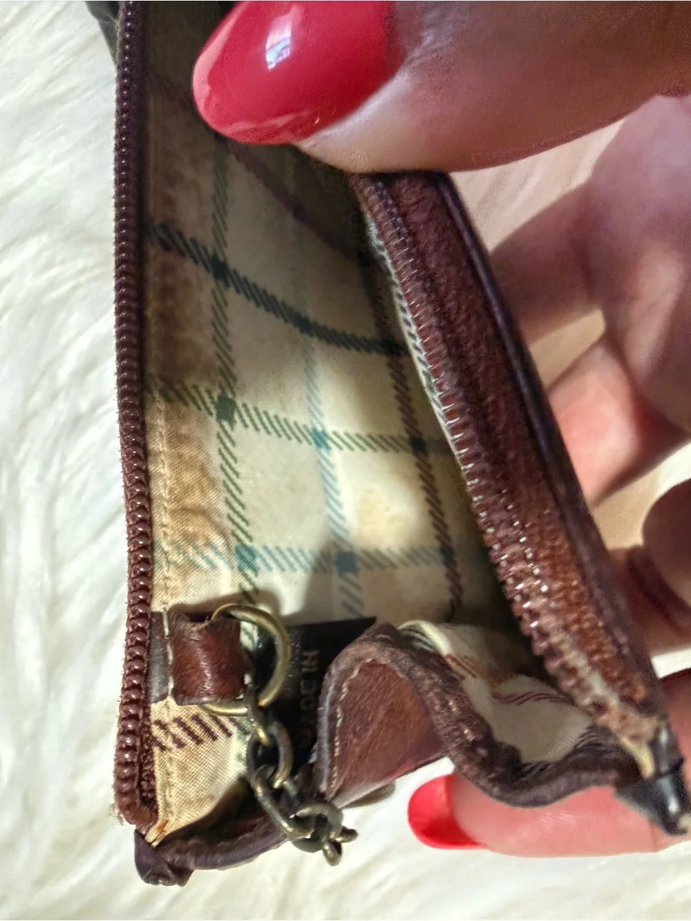 Coach Brown Leather Zip Card & Key Pouch